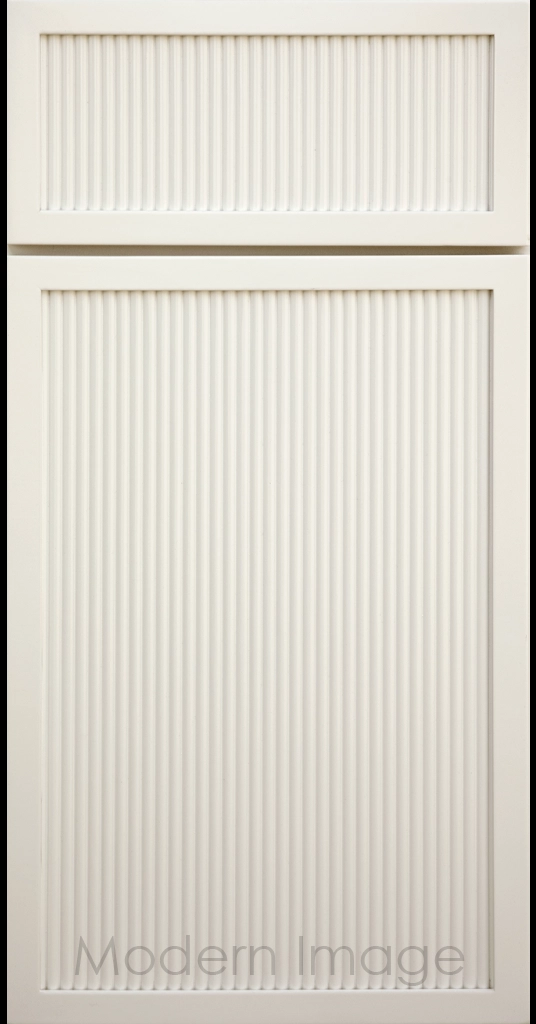 Canvas color Arcadia Reed Cabinet Door featuring a Narrow Frame and Slim Fluted Center Panel.